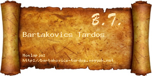 Bartakovics Tardos névjegykártya